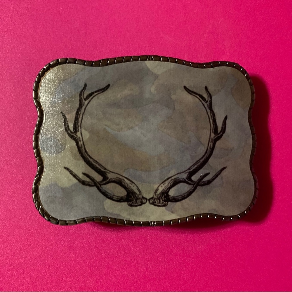 Camo Black Antlers Wallet Buckle